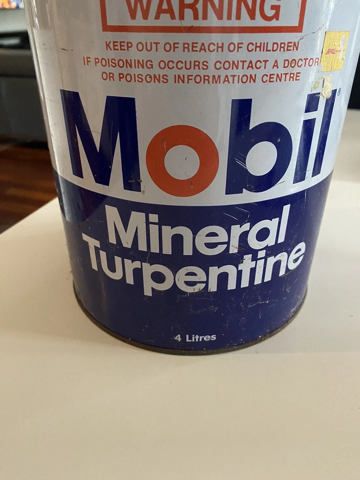 VINTAGE MOBIL MINERAL TURPENTINE COLLECTABLE TIN PREOWNED AS IS 4 Litres - image 3 of 4