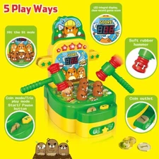 3 Colors Whack Game Electronic Arcade Game with 2 Hammers Toy for Kids Ages 3+