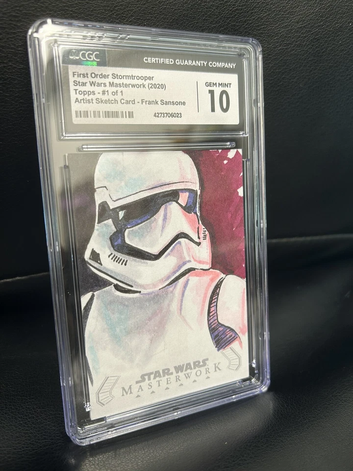 First Order Stormtrooper CGC 10 Star Wars Masterwork Artist Sketch Card 1/1 - Image 4 of 4