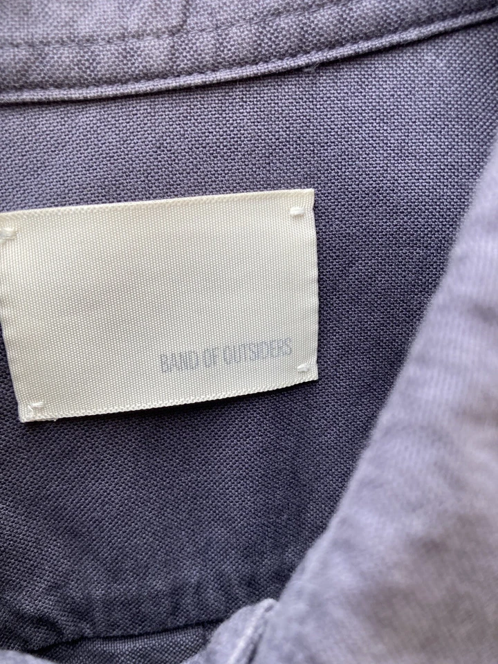 Men's Band of Outsiders Navy Blue Solid Button-Down Shirt 1 Cotton Made in USA - Image 2 of 4