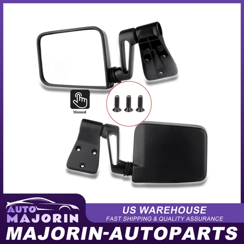 Manual Black Driver Side View Mirror Left For 1987-2002 Jeep Wrangler Pickup LH