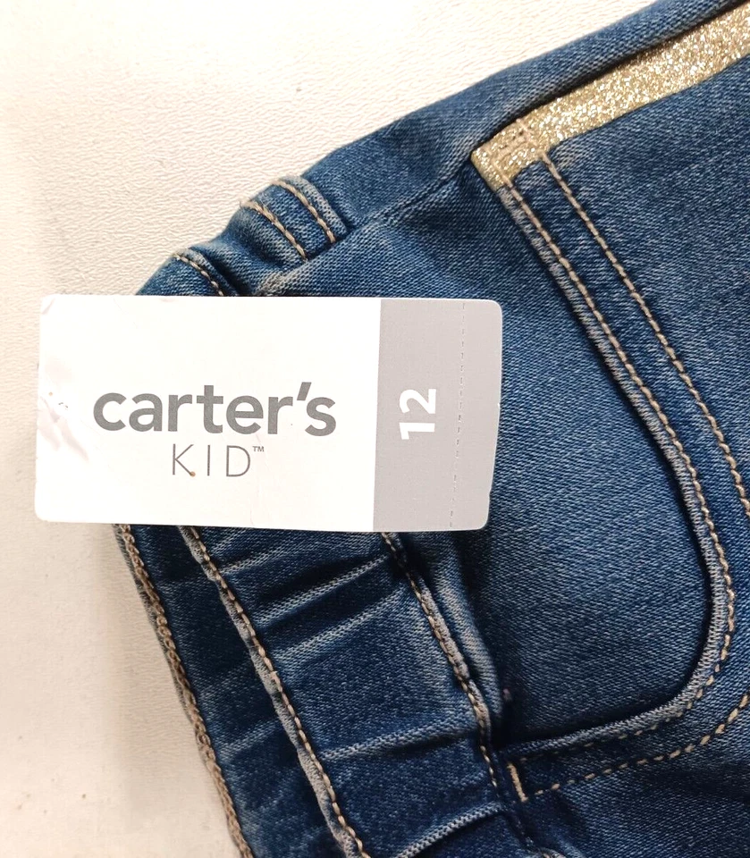 Jeans Carter's Niño Talla 12 Medianos Azul Lavado Rayas Doradas Foto 3 de 4