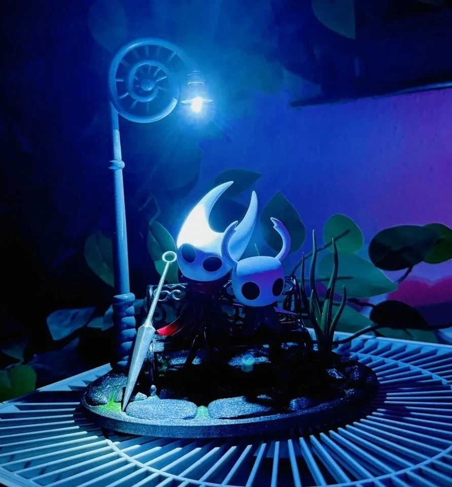 hollow knight Cavaliere E Hornet Lampada Diorama Figure Dipinta A Mano Con Led