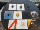 JOB LOT OF 10 X ROCK 7" VINYL RECORDS BLONDIE DAVID BOWIE BOB MARLEY THE ALARM
