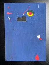 Joan Miro (Handmade) Drawing mixed media on paper signed & stamped