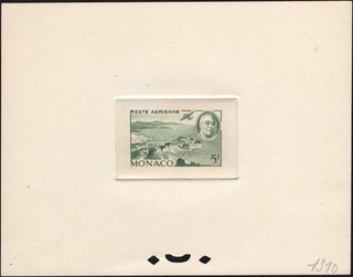 MONACO: 1946 Prince Roosevelt 5F Airmail De Luxe Proof/Souvenir Sheet Mint
