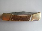 4" Damascus Steel Blade Lockback Folding Knife Stag handles w/ sheath DM-1040 — photo 8