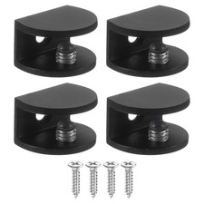 4 Pcs Adjustable Frameless Glass Shelf Bracket, Shower Glass Clamp Clip Black