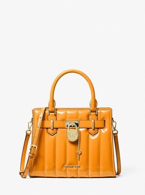Michael Kors Hamilton Small Patent Satchel Pop Orange $558