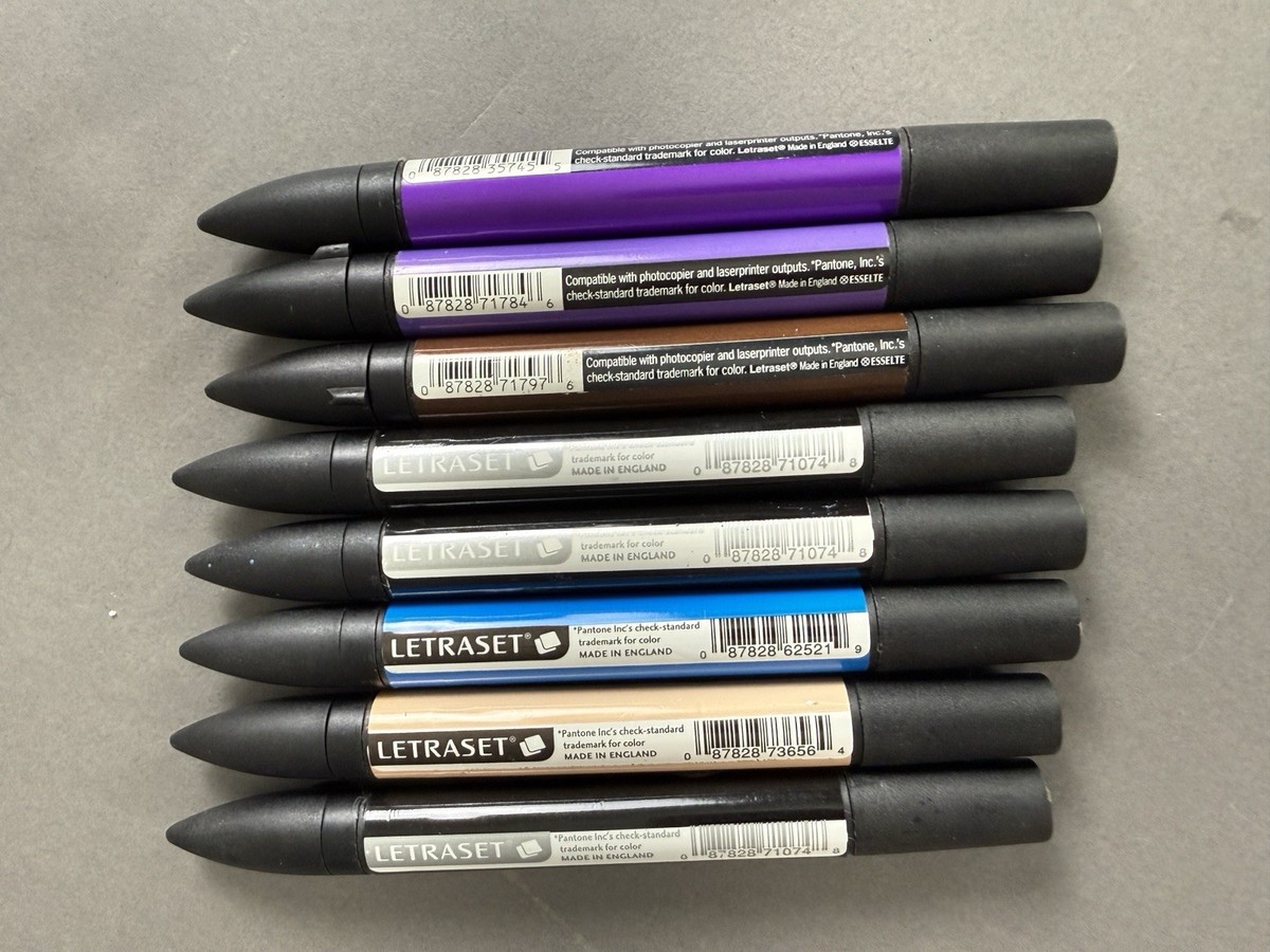 8 Letraset Pantone Tria Markers Three Black plus various colors | eBay