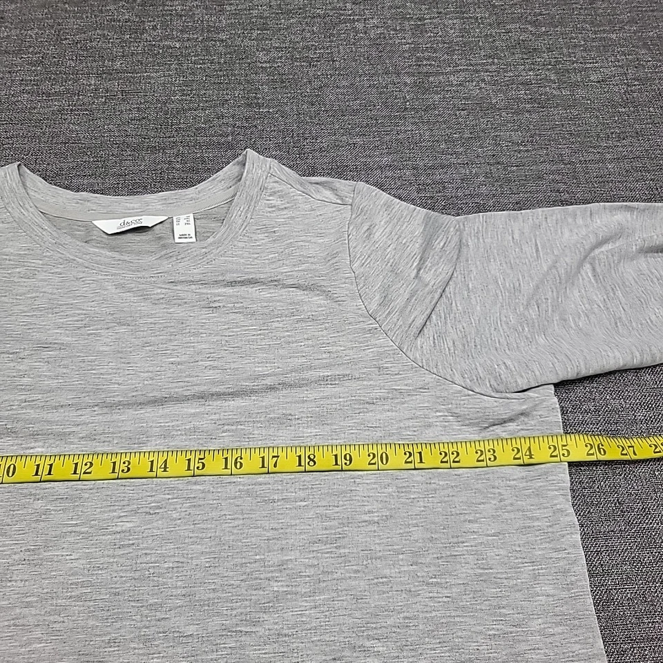 Denim Co Womens French Terry Sweatshirt 1X Plus Size Gray Pullover Top - Image 2 of 4