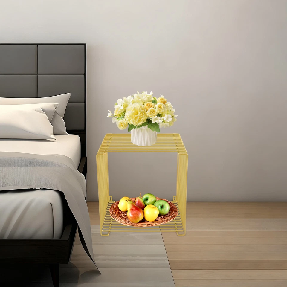 Side Table Floor Mount/Wall Mount Desk Square Cage Iron Multi-Purpose End Table - Image 3 of 4