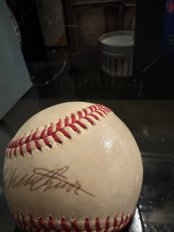 Atlanta Braves, Hall Of Fame, Eddie Matthews Signed Autographed Omlb   $9.99 Bid - Image 2 of 4