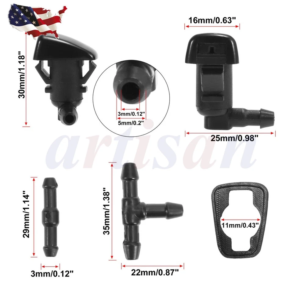 Juego de boquillas de lavado de parabrisas delantero para Ford Fusion 2008-2012 8E5Z17603A Foto 2 de 4