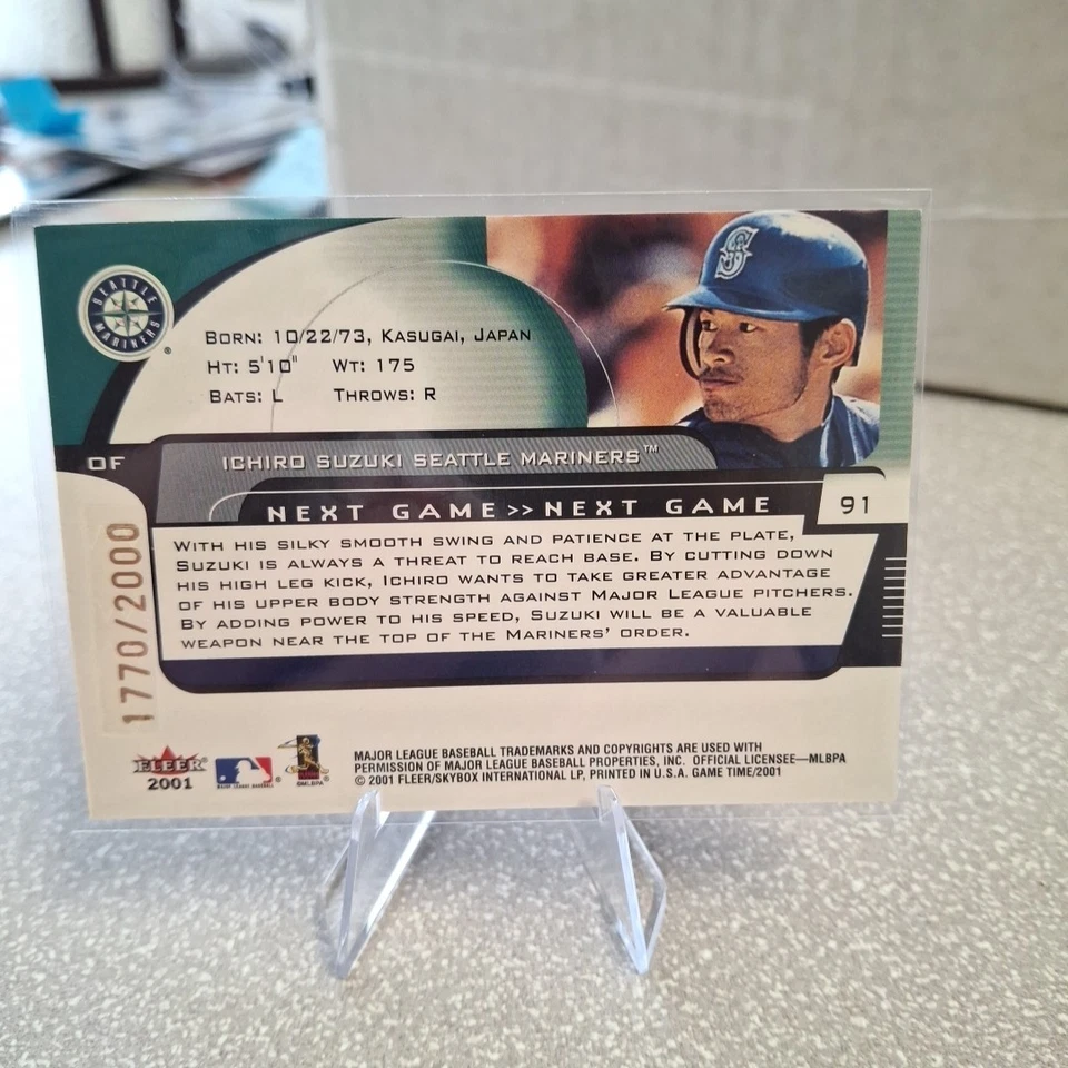 2001 Fleer Game Time Next Game #91 Ichiro Suzuki RC 1770/2000 ROOKIE CARD - Image 2 of 2