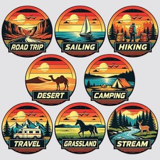 Scenic Round Stickers Vinyl Customizable Waterproof for Window Laptop Luggage