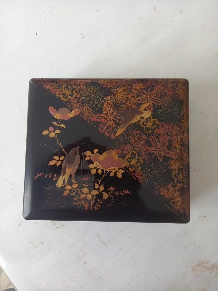 BISCUITS OLIBET Boite Napoléon III Décor Japonisant Oiseaux Carton Bouilli - Photo 3/4