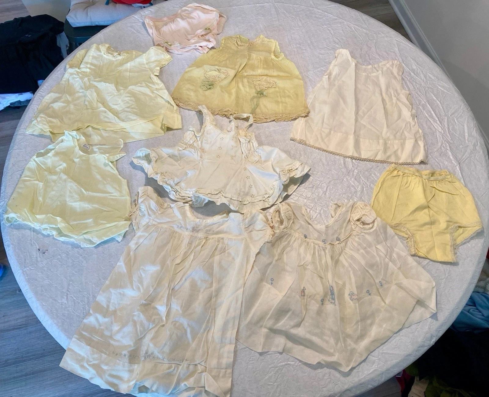 9 Pairs Vintage Baby Girl Toddler Clothes 1950s White Outfits Dresses Lot