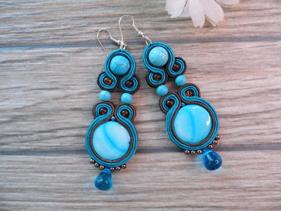 Ohrringe Technik soutache Kunsthandwerk  - Bild 2 von 3