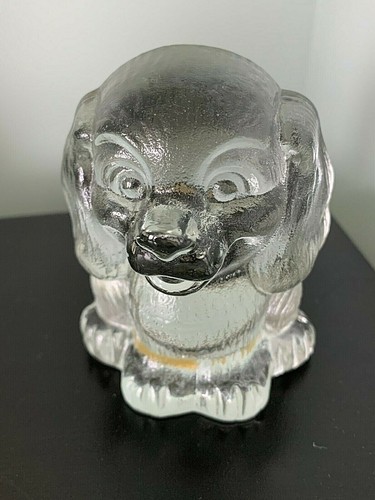 Goebel Glass Dog Paperweight Crystal Glass Figure Figurine Vintage