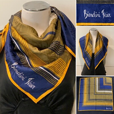Foulard En Soie 100% RHONNI Vintage - Carré 76x77 Cm, Rouge, Occasion Élégant