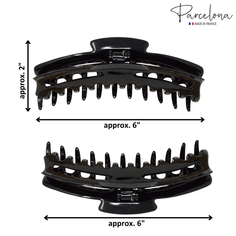 Pinza de pelo Parcelona French Bend estrecha extra grande jumbo mandíbula negra Foto 3 de 4
