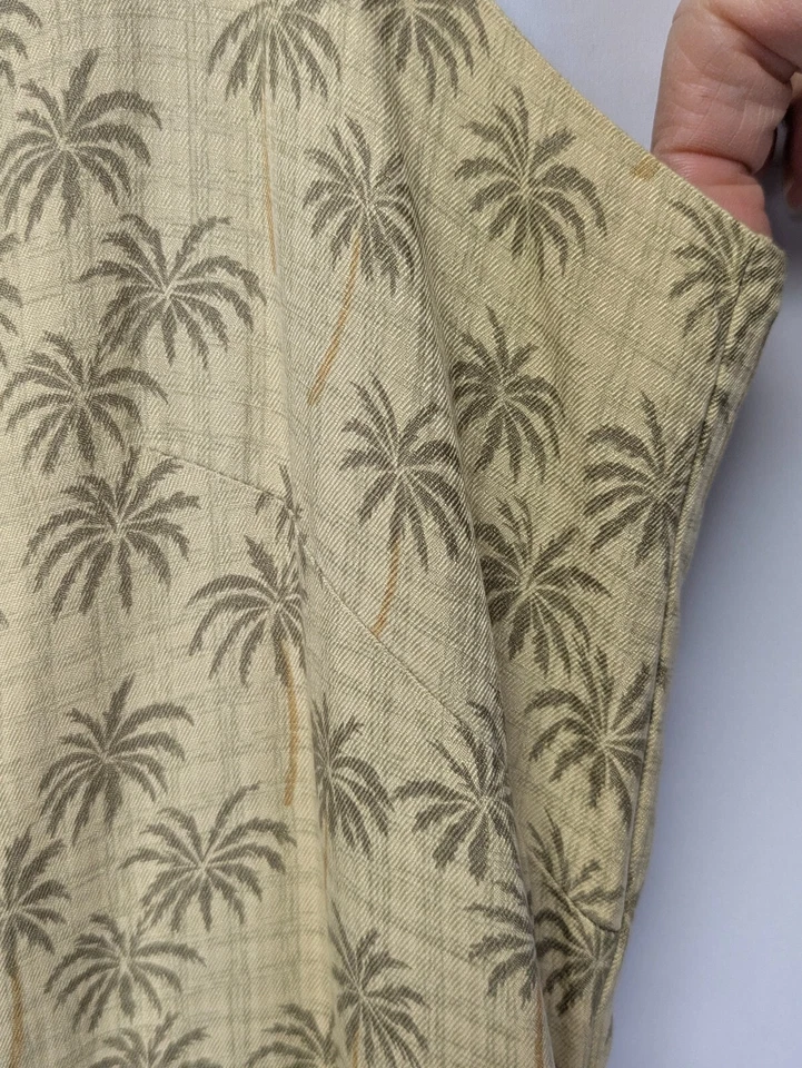 Maxi Vestido Vintage Tori Richard Honolulu Talla 16 Verde Tostado Estampado Palma Sin Mangas Foto 4 de 4