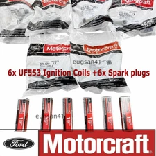 Motorcraft 6x Ignition Coil DG520 + 6x Spark Plug SP520 For 10-14 Edge 3.7 UF553