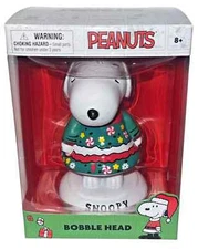 NEW! PEANUTS SNOOPY IN UGLY CHRISTMAS SWEATER BOBBLEHEAD 5" NIB FUN CHRISTMAS!