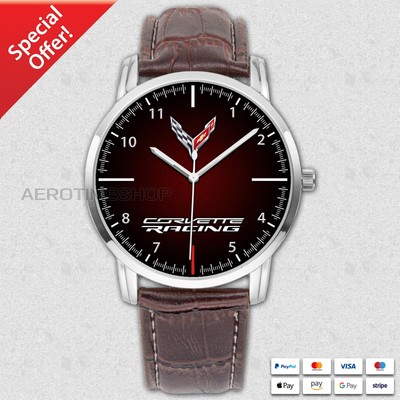 Corvette Racing Logo Custom Quartz Watch Stainless Steel Mens Wristwatches CVR2