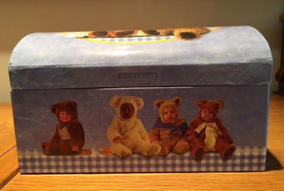 ANNE GEDDES Blue Box for Jewelry, Storage etc. Baby Bears Moveable Compartment 