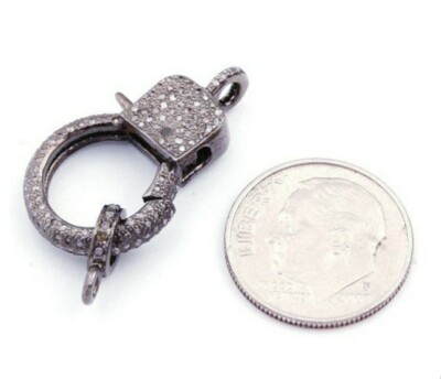 Pave Diamond Lobster Clasp 925 Sterling Silver Jewelry findings for chain