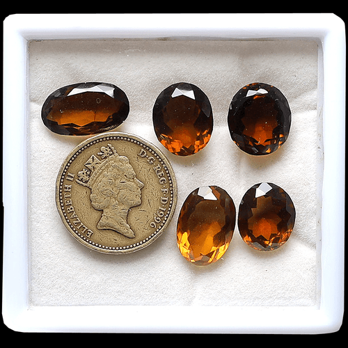 Lot 5 PC Natural Honey Cognac Quartz Hi-Grade 12mm-16mm Oval Cut Loose Gemstones - Picture 10 of 13