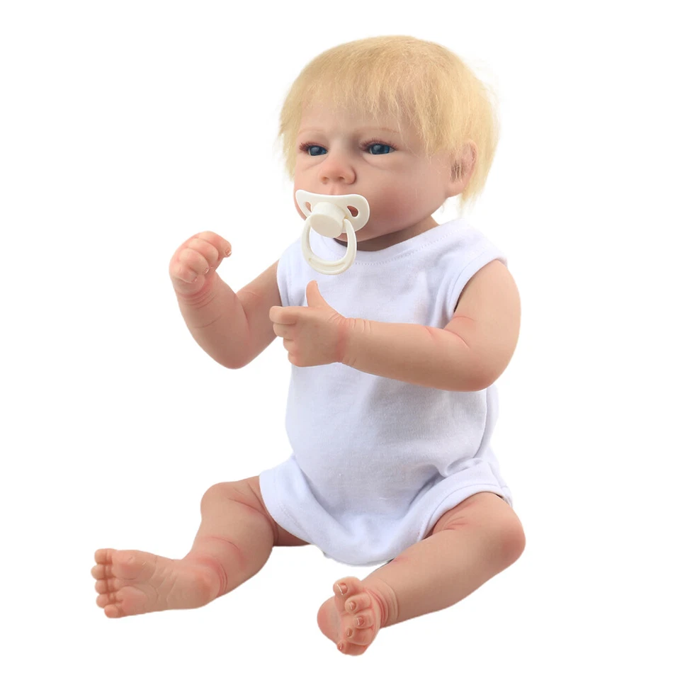 Bonecas de vinil macio corpo inteiro silicone realista bebê recém-nascido menino presente de Natal 18 polegadas - Imagem 4 de 4