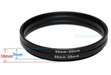  2 Pcs 55-55mm 55 mm Metal Step Spacer tube filter extension ring Adapter male