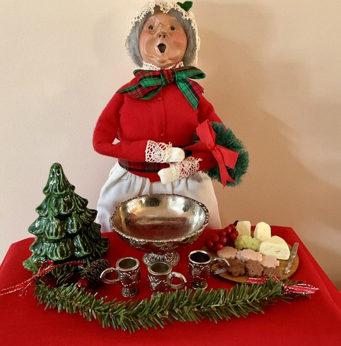 Vintage 1:6 Silver Punchbowl Cups Ceramic Xmas Tree Garland Cheese & Crackers - Picture 10 of 12