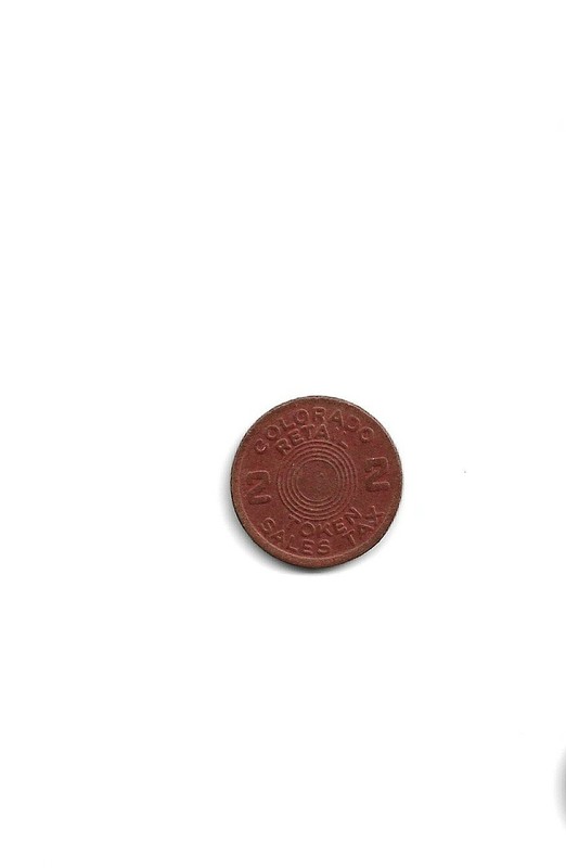 Colorado Sales Tax Retail Token 2 Mills Red Fiber FREE SHIPPING 1942 RARE