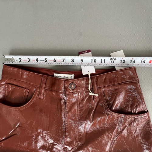Abercrombie Fitch 90s Straight Ultra High Rise 29/8xs Vegan Leather Pant NEW - Picture 8 of 13