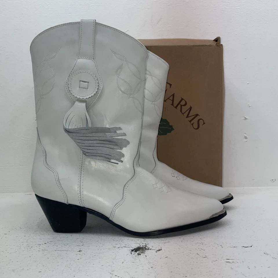 Nuevas botas de vaquero para mujer blancas Oak Tree Farms. 204 9,5 9 1/2. 15-131 Foto 4 de 4