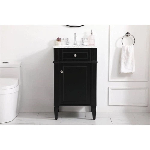 Elegant Decor Park Avenue 21" Metal MDF Marble Single Bathroom Vanity in Black - Picture 7 of 8