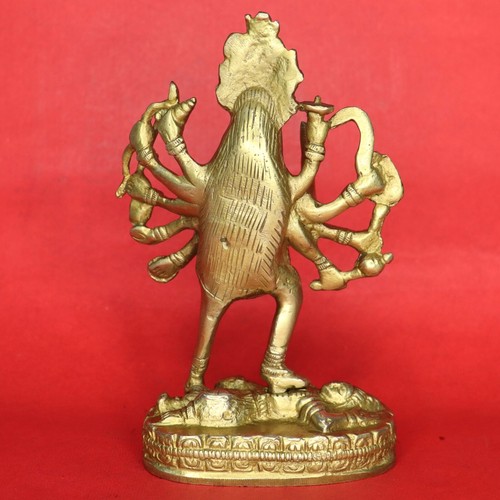 Handmade Brass Maa Kalka Figure Goddess Kali Standing on Shiva's Chest Statue - Picture 10 of 11