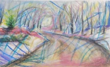 pathwasy abstract Art original on paper mixed media