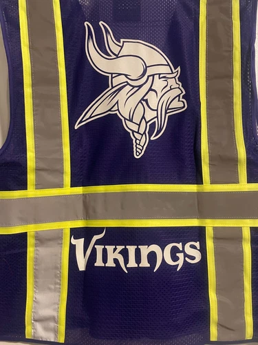 🏈🦺🏈🏈🦺MINNESOTA VIKINGS SAFETY PPE VEST W/SILVER REFLECTIVE LOGO M/L/XL/2XL - product listing photo
