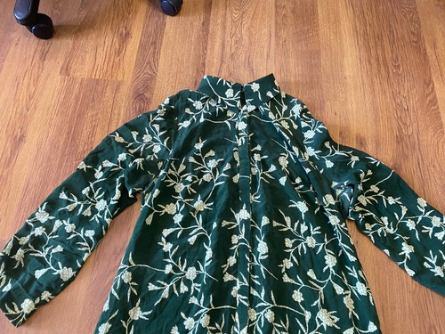 ANNA SCHOLZ HEMDBLUSENKLEID MEHRFARBIG SEIDE GEBLÜMT GEKNÖPFT - UK 18 - Bild 10 von 12