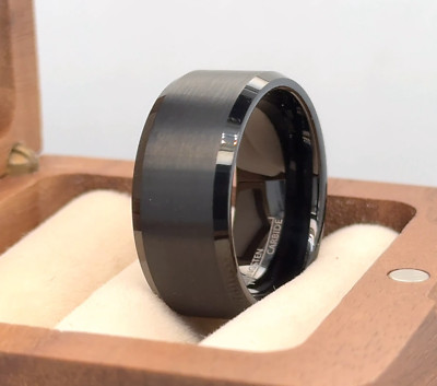 Matte Finish Beveled Edge Wedding Tungsten Band Extra Charge Wedding Ring