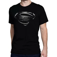 Superman Silver Movie Symbol Men's T-Shirt Black