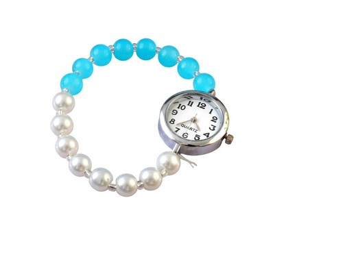 Vintage White Freshwater Pearl Bracelet Watch, Small Face Watch, Watch For Women - Picture 2 of 3