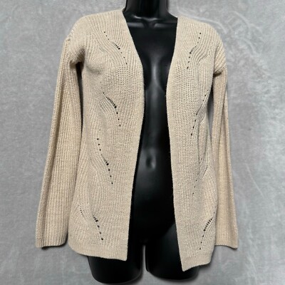 Pink Republic Cardigan Sweater Women's Medium Beige Knit Long Sleeve Open  Front