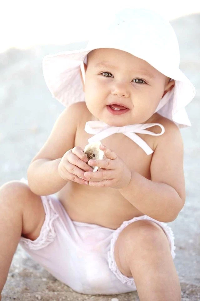 New infant beach sun hat with elastic band - one lot of 2 dozen hats
