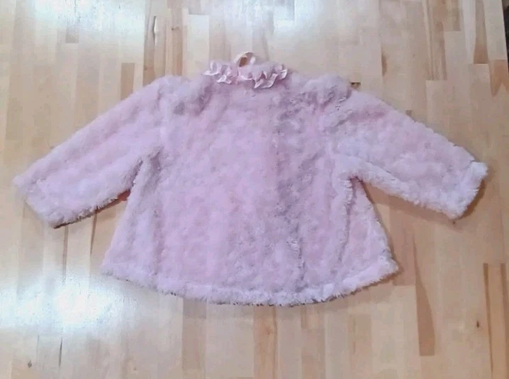 The Bailey Boys Faux Fur Jacket Cape Girl Size 4 Long Sleeve Bow Pink Preppy - Image 2 of 4
